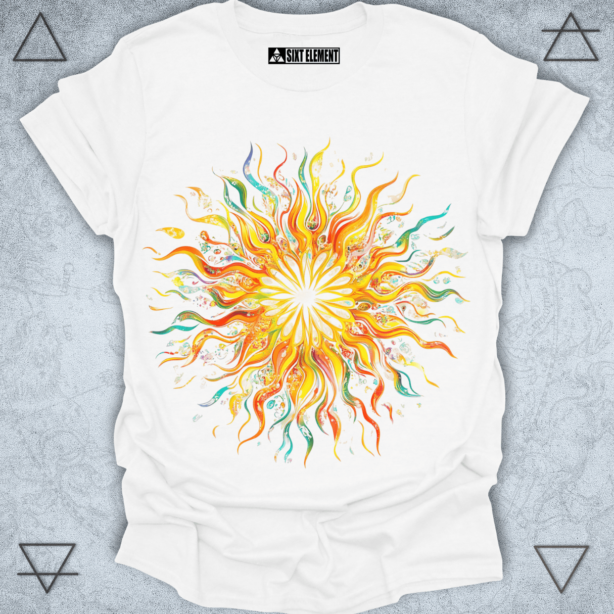 Radiant Sunburst Premium Quality T-Shirt – Abstract Sunshine & Joyful Energy Design