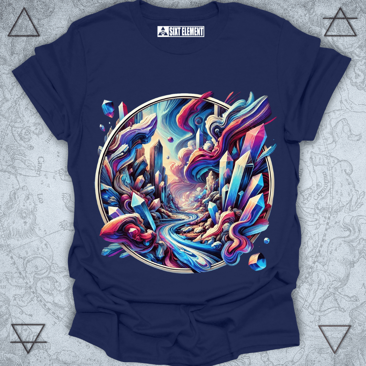 Crystal Earth Premium Quality T-Shirt – Surreal Landscape of Energy and Wonder