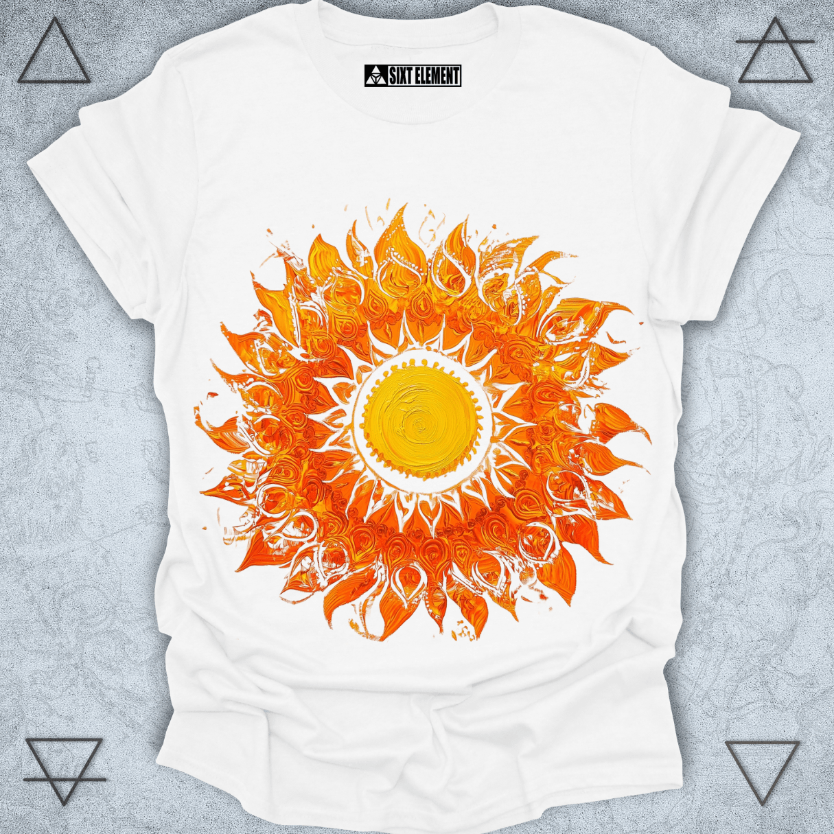 Radiant Mandala Sun Premium Quality T-Shirt – Boho Spiritual Sunburst Design