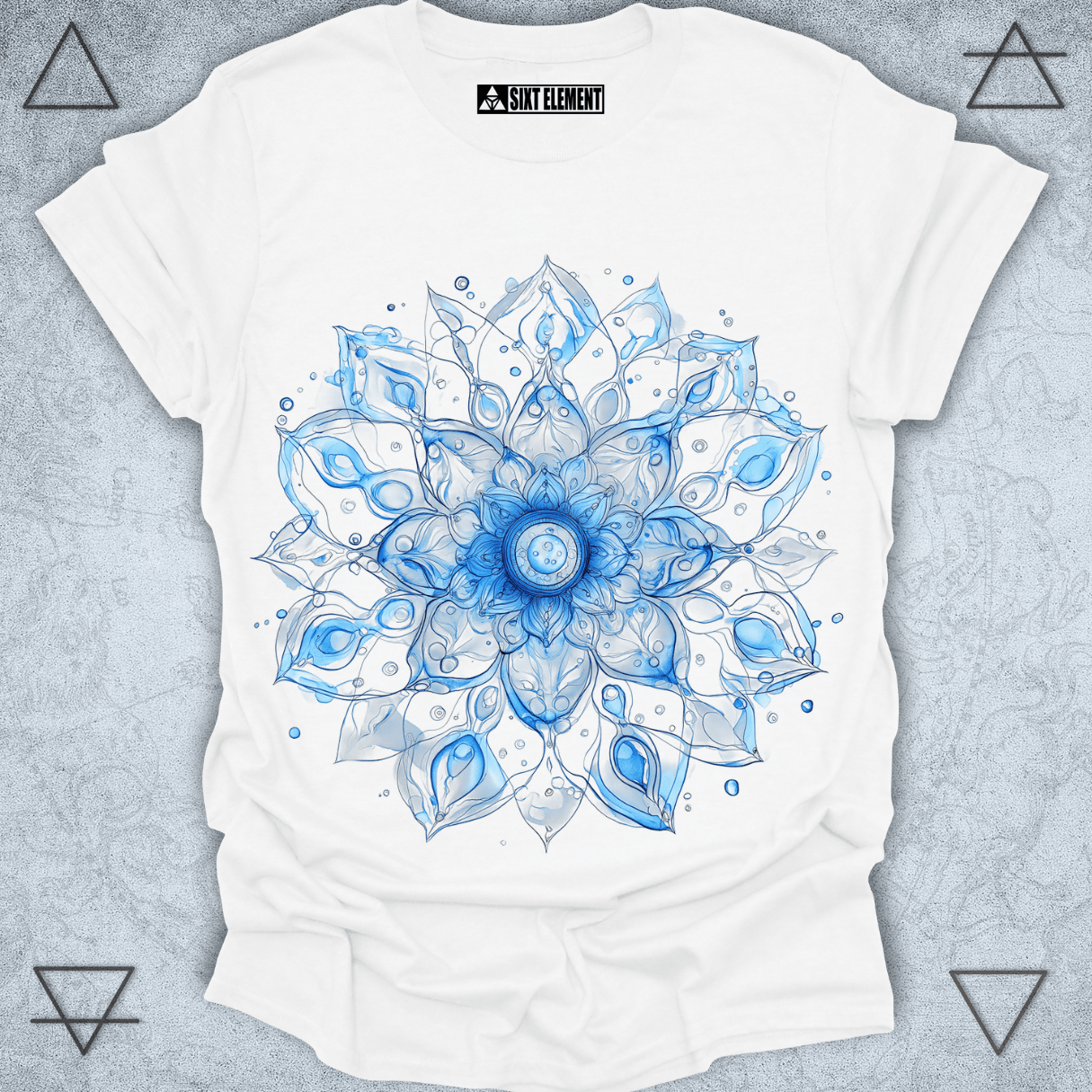 Sacred Water Mandala Premium Quality T-Shirt – Fluid Energy Art for Peaceful Souls