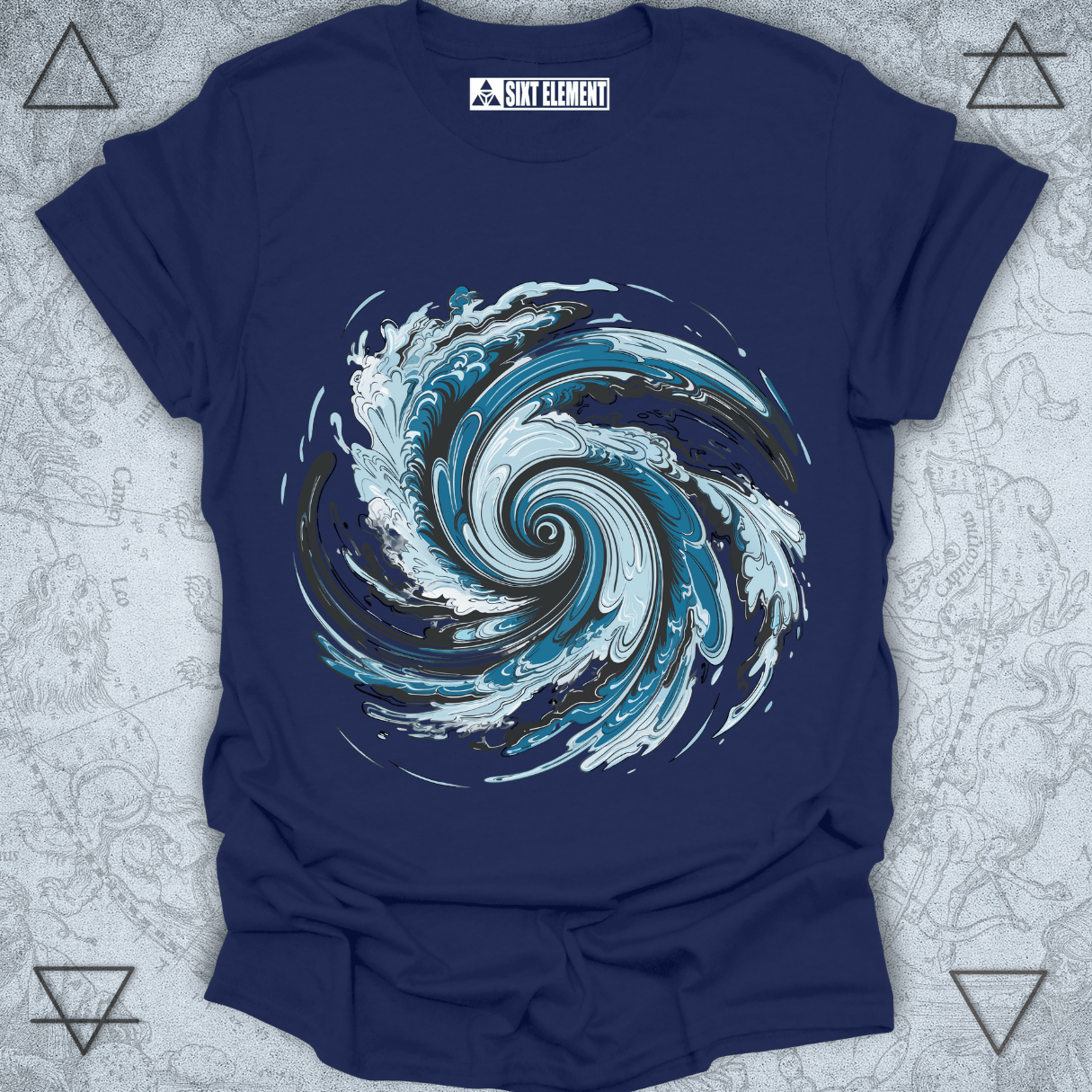 Ocean Spiral – Abstract Storm Wave Art Premium Quality T-Shirt