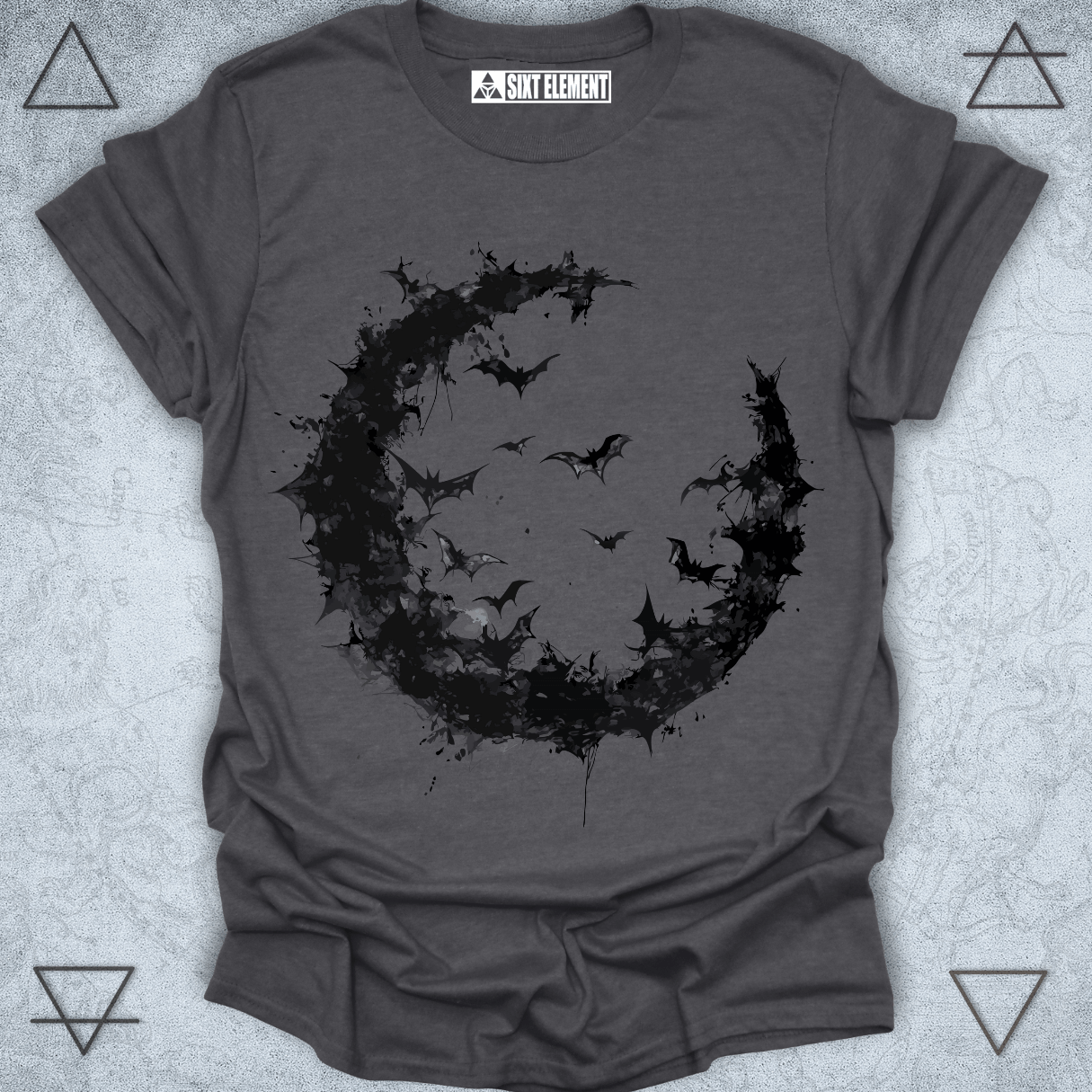 Crescent Moon of Bats T-Shirt – Gothic Nature Meets Nightfall