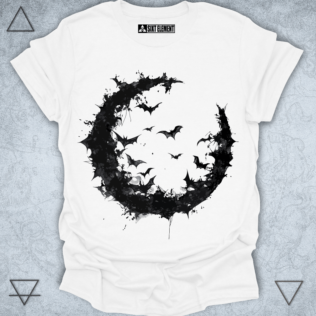 Crescent Moon of Bats T-Shirt – Gothic Nature Meets Nightfall