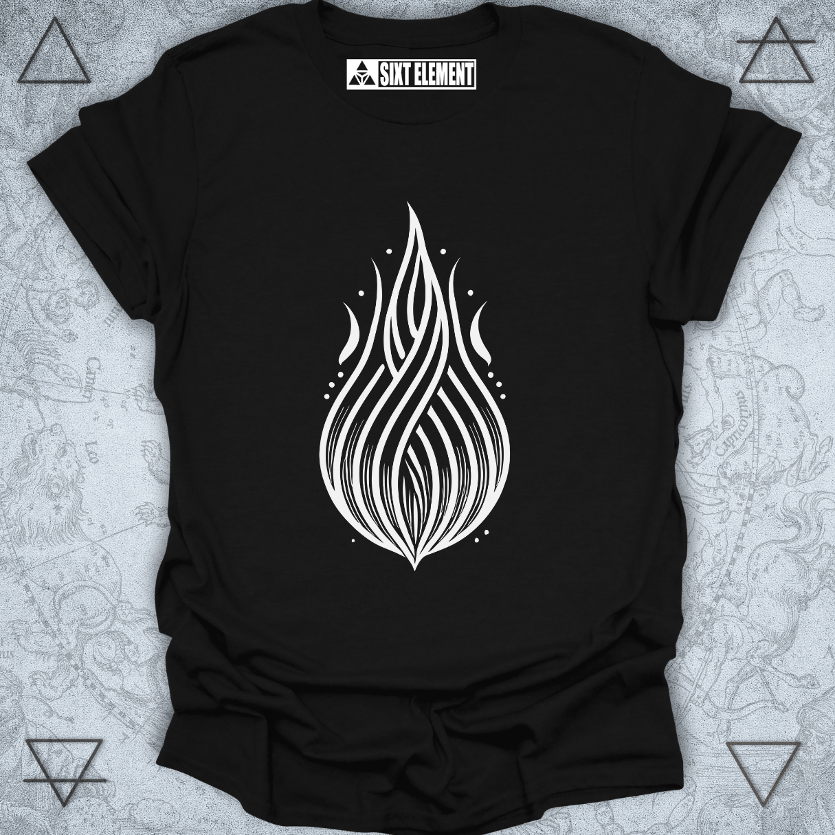 Eternal Flame minimalist boho premium t-shirt design featuring symbolic flame for fire element energy
