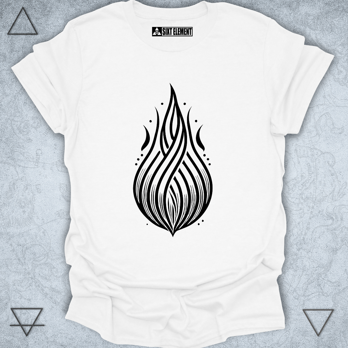 Eternal Flame minimalist boho premium t-shirt design featuring symbolic flame for fire element energy