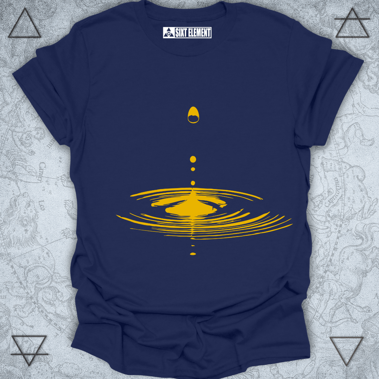 Raindrop ripple boho t-shirt design representing water element and peaceful energy