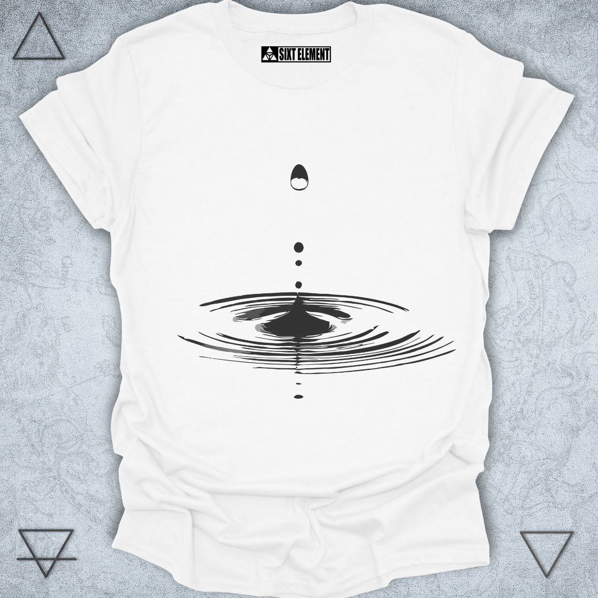 Raindrop ripple boho t-shirt design representing water element and peaceful energy