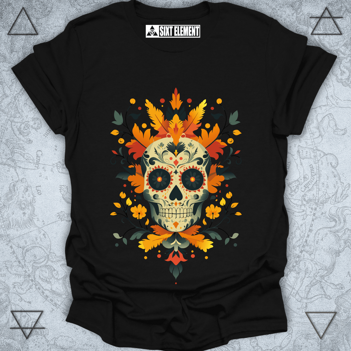 Sugar Skull Fall Premium T-Shirt – Día de los Muertos Autumn Design