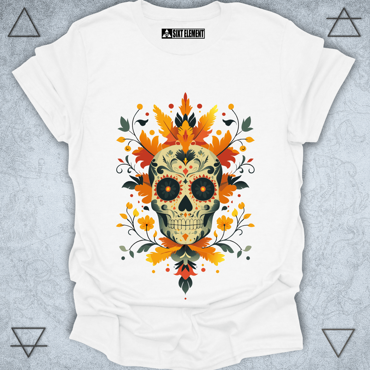 Sugar Skull Fall Premium T-Shirt – Día de los Muertos Autumn Design