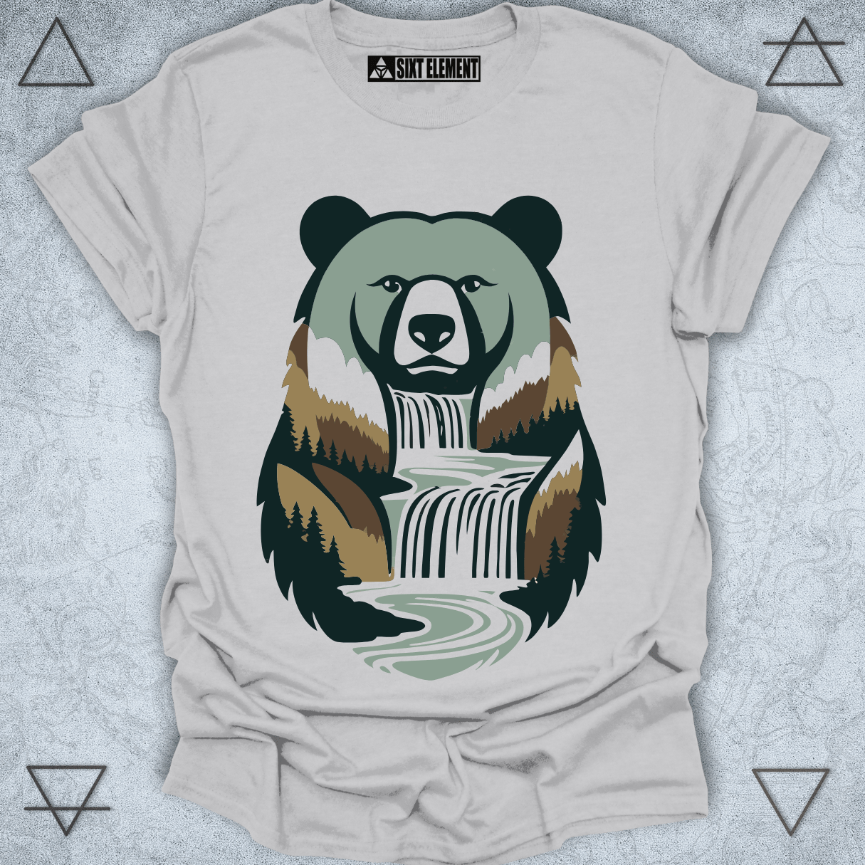 Retro Bear Waterfall Premium T-Shirt – Nature Wilderness Spirit Design
