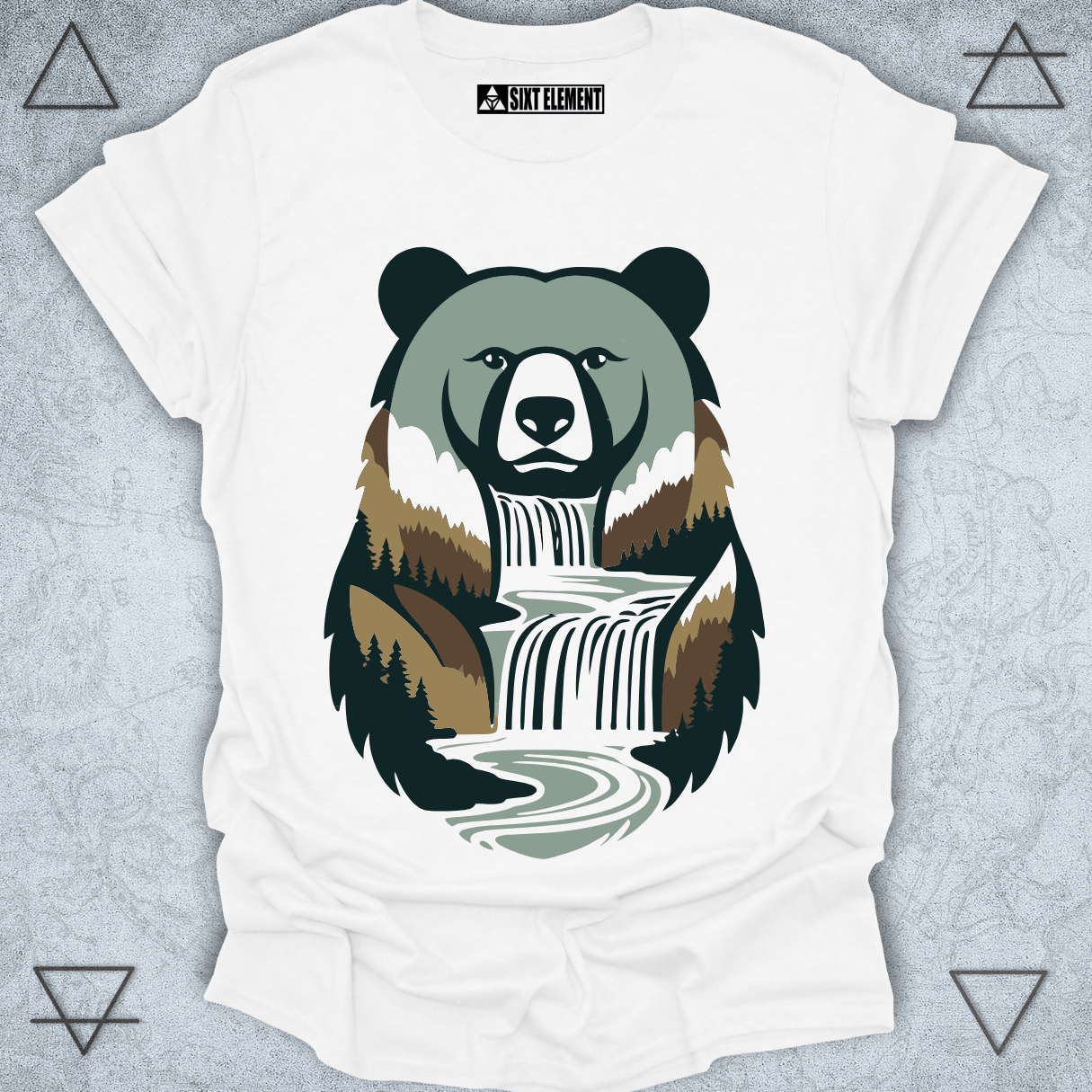 Retro Bear Waterfall Premium T-Shirt – Nature Wilderness Spirit Design
