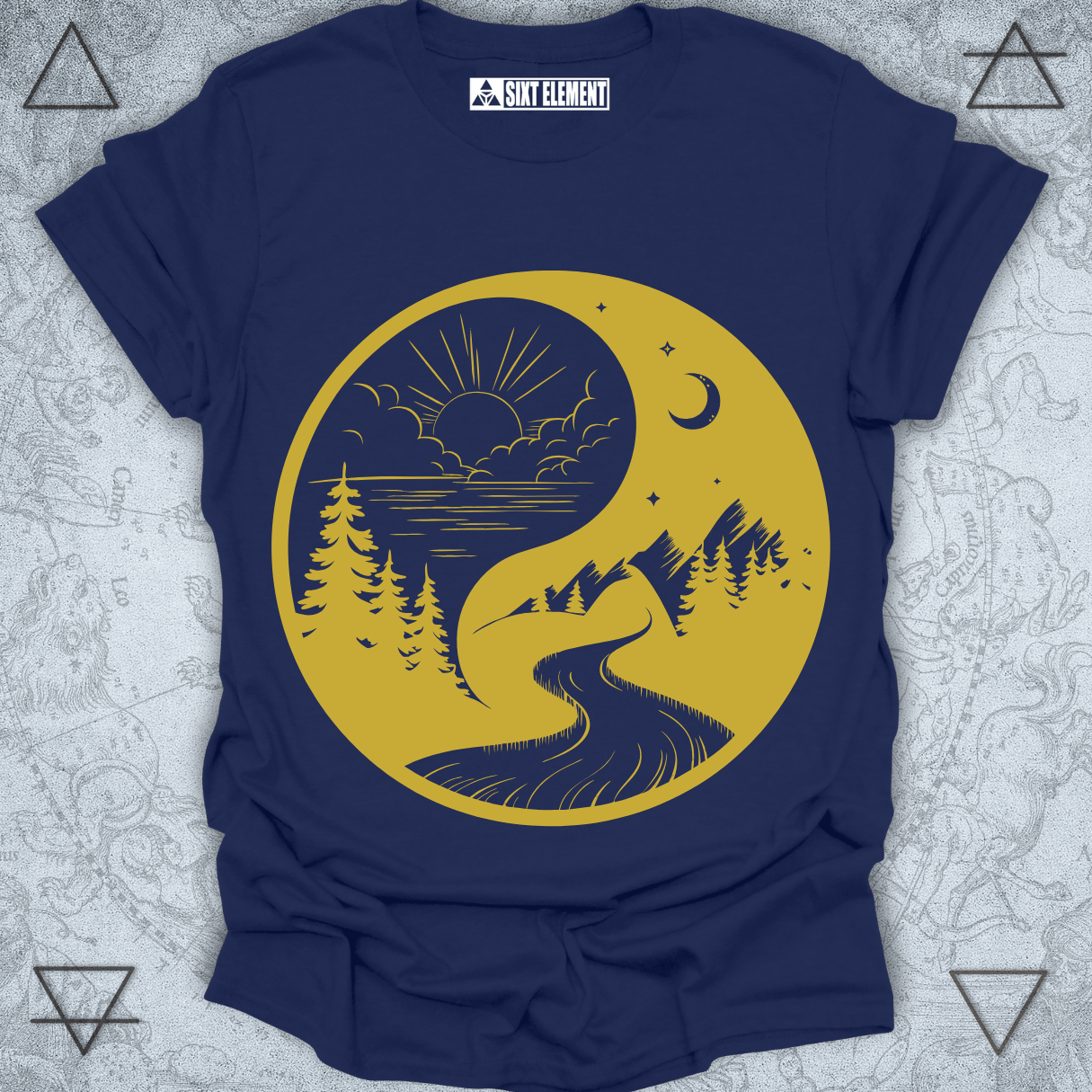 Balanced Flow Premium T-Shirt – Yin Yang Nature Path Design