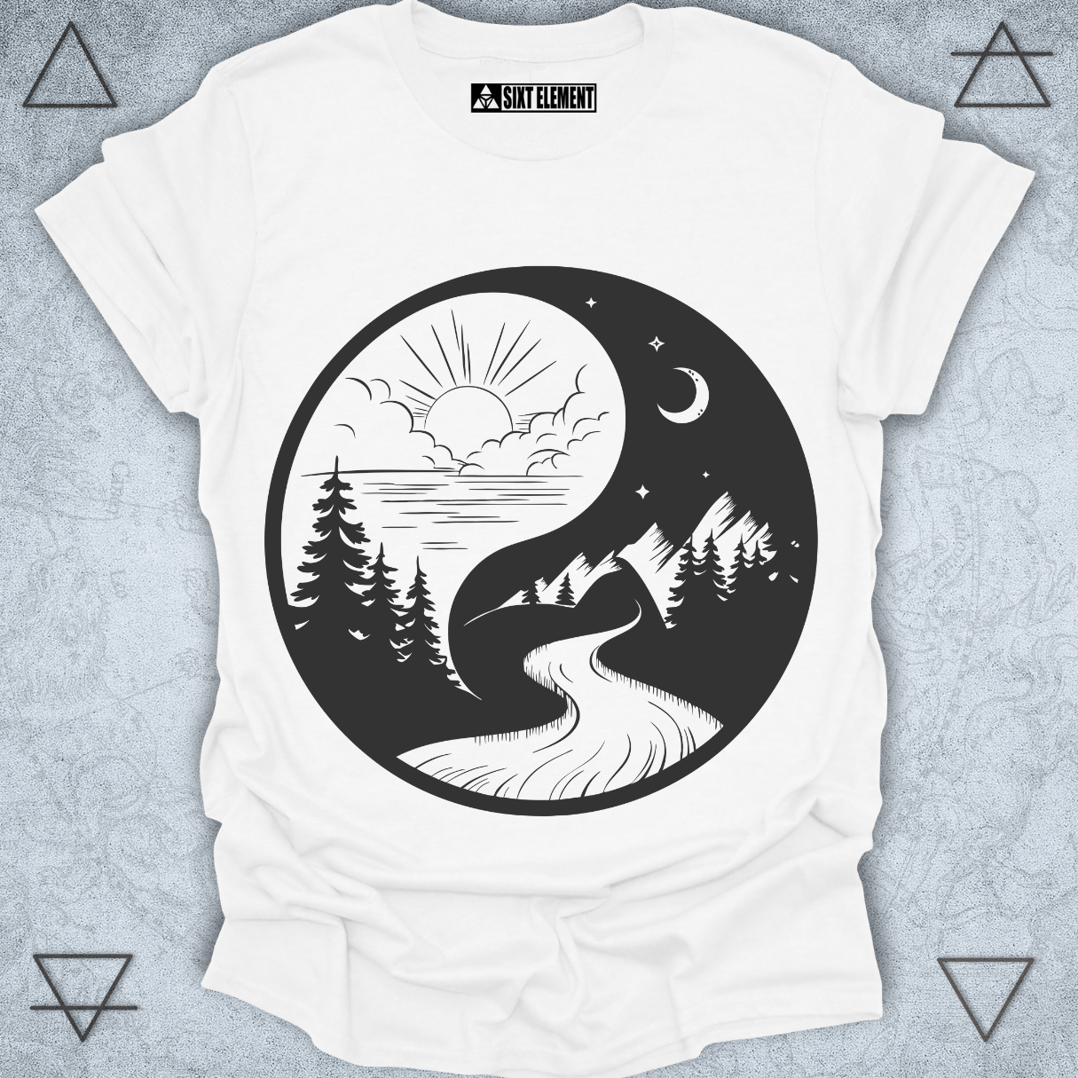 Balanced Flow Premium T-Shirt – Yin Yang Nature Path Design