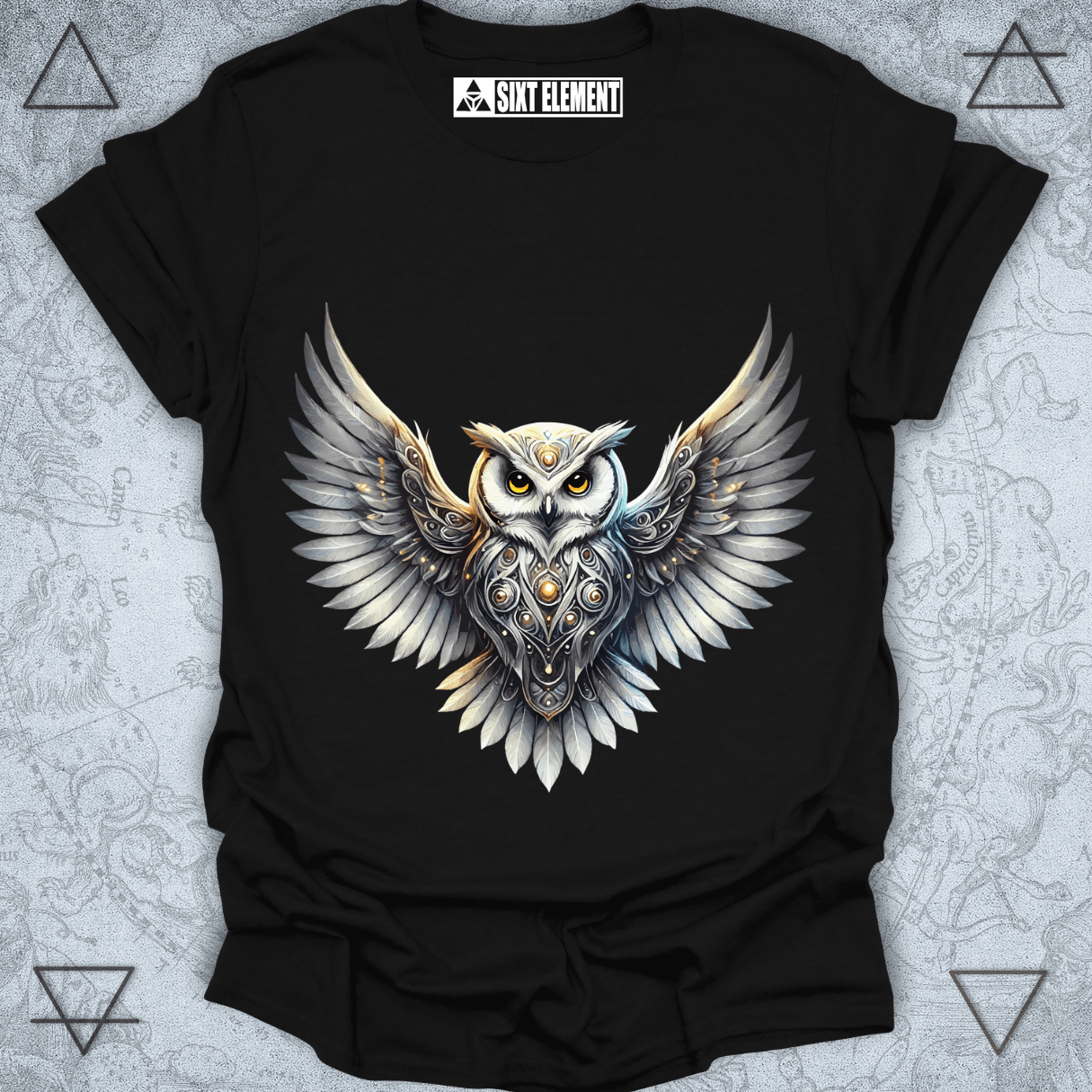 Ethereal Owl Premium Quality T-Shirt – Mystical Wisdom and Celestial Glow Design