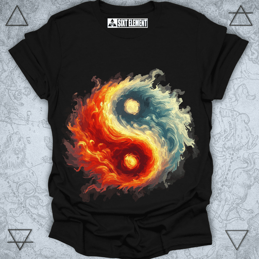 Fire & Water Yin-Yang Premium Quality T-Shirt  – Elemental Balance Design