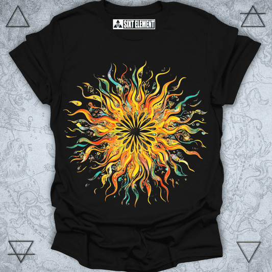 Radiant Sunburst Premium Quality T-Shirt – Abstract Sunshine & Joyful Energy Design