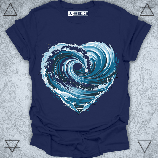 Heart Wave Premium Quality T-Shirt – Ocean Energy Meets Love-Inspired Design