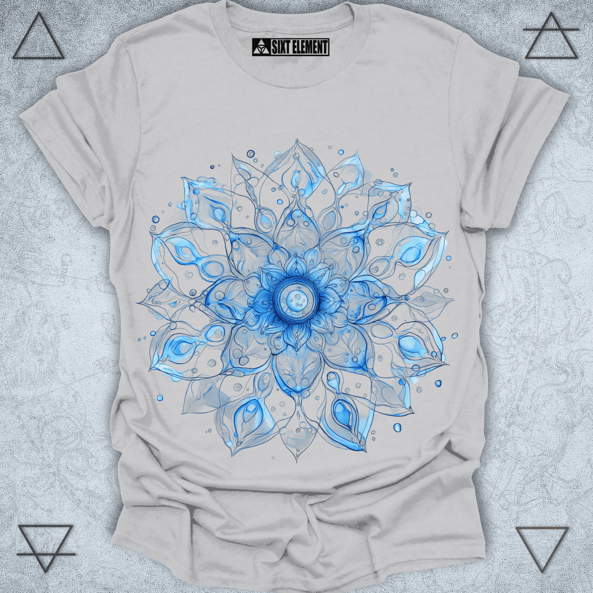 Sacred Water Mandala Premium Quality T-Shirt – Fluid Energy Art for Peaceful Souls