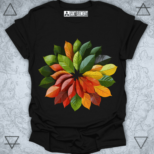 Seasons of Life Mandala Leaf Premium Quality T-Shirt – Nature’s Cycle in Full Color