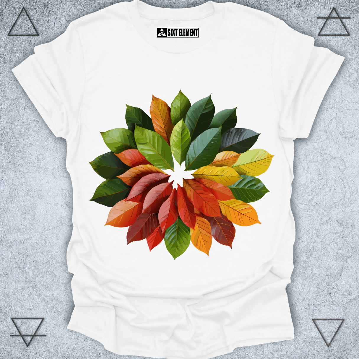 Seasons of Life Mandala Leaf Premium Quality T-Shirt – Nature’s Cycle in Full Color