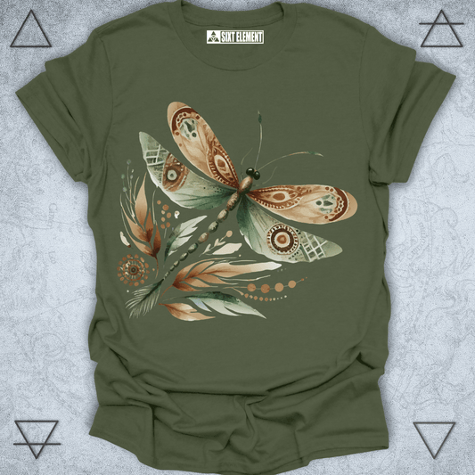 Flight of the Dragonfly – Boho Botanical Insect Art Premium Quality T-Shirt
