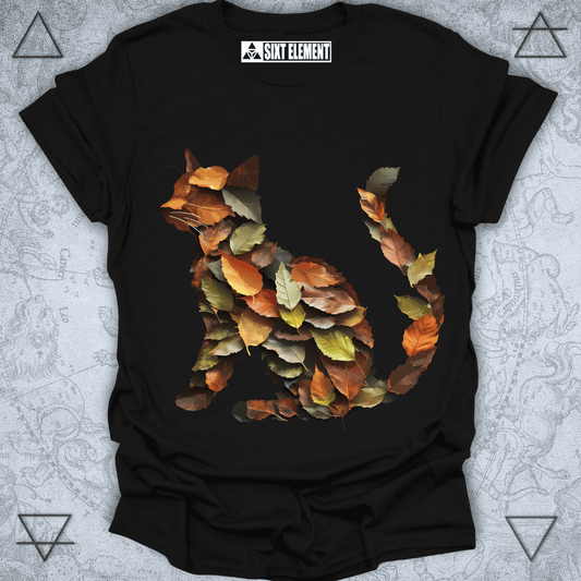 Forest Whiskers – Leaf Cat Silhouette Premium Quality T-Shirt