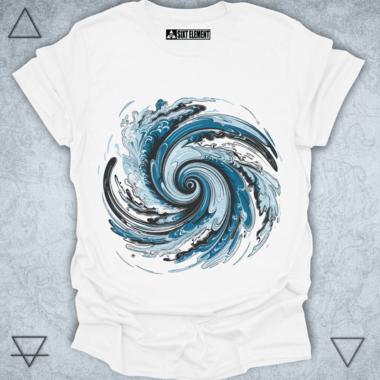 Ocean Spiral – Abstract Storm Wave Art Premium Quality T-Shirt