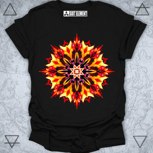 Fiery Mandala Energy Premium QualityT-Shirt – Sacred Flame Spiritual Design