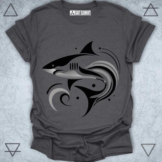 Tribal Shark Flow Premium Quality T-Shirt – Ocean Power Minimalist Design
