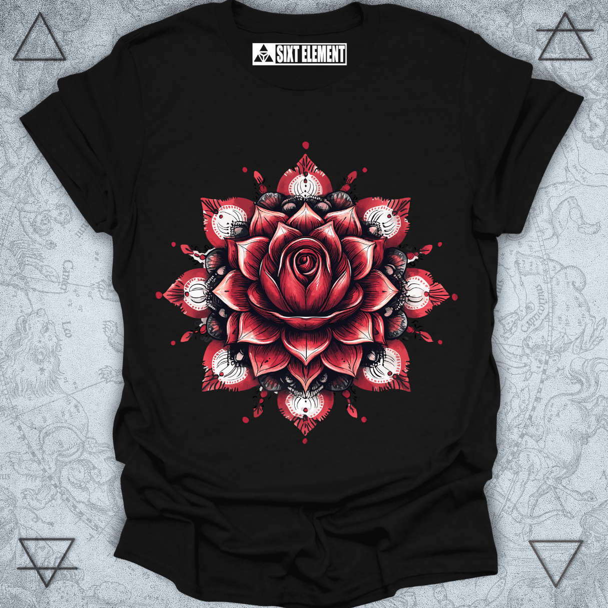 Mandala Rose Bloom Premium Quality T-Shirt – Sacred Floral Fusion of Love & Harmony