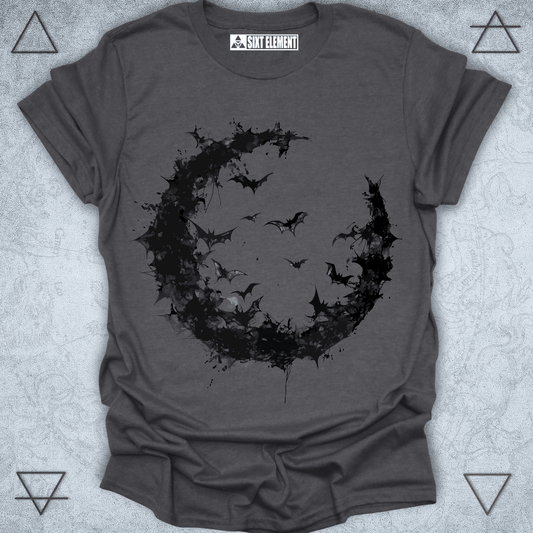 Crescent Moon of Bats T-Shirt – Gothic Nature Meets Nightfall