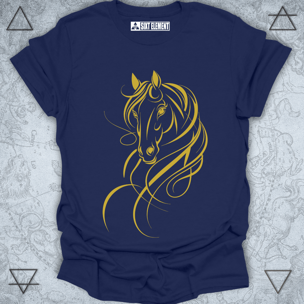 Elegant horse line art design on premium quality black t-shirt – equestrian minimalist tee
