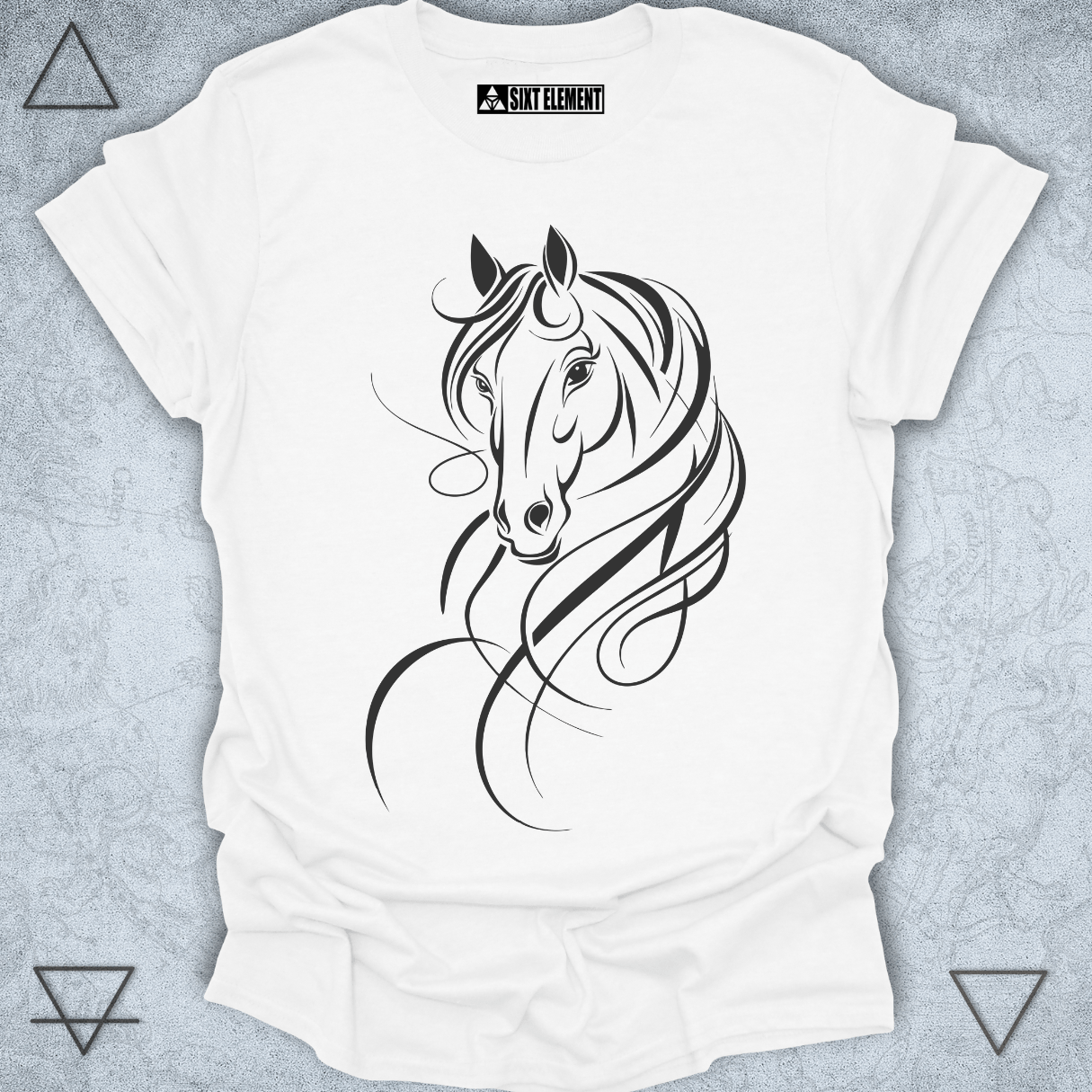 Elegant horse line art design on premium quality black t-shirt – equestrian minimalist tee