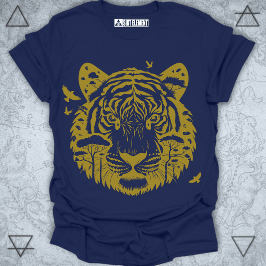 Face the Jungle Premium T-Shirt – Tiger & Nature Fusion Design