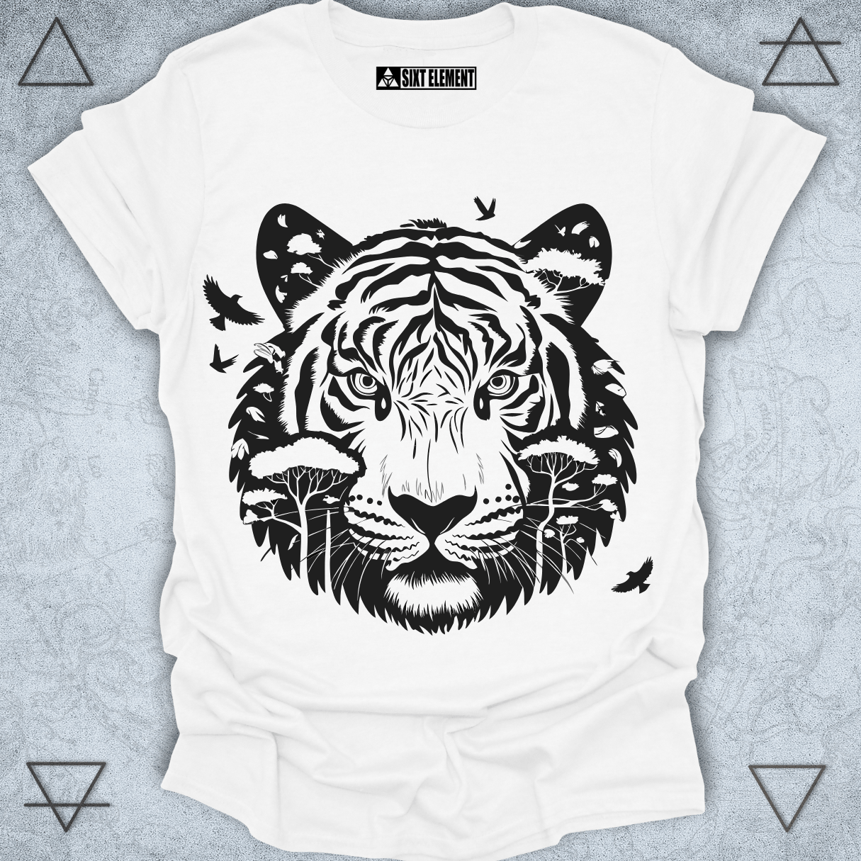 Face the Jungle Premium T-Shirt – Tiger & Nature Fusion Design