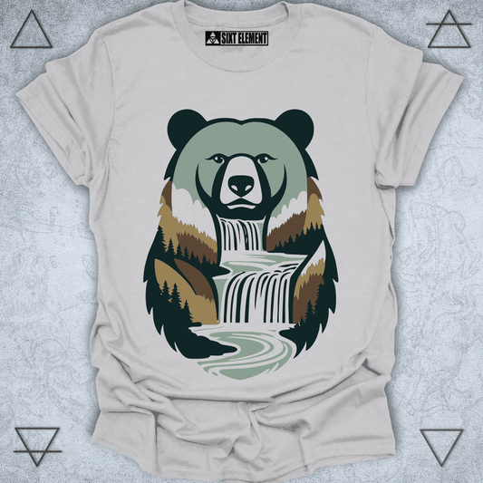 Retro Bear Waterfall Premium T-Shirt – Nature Wilderness Spirit Design