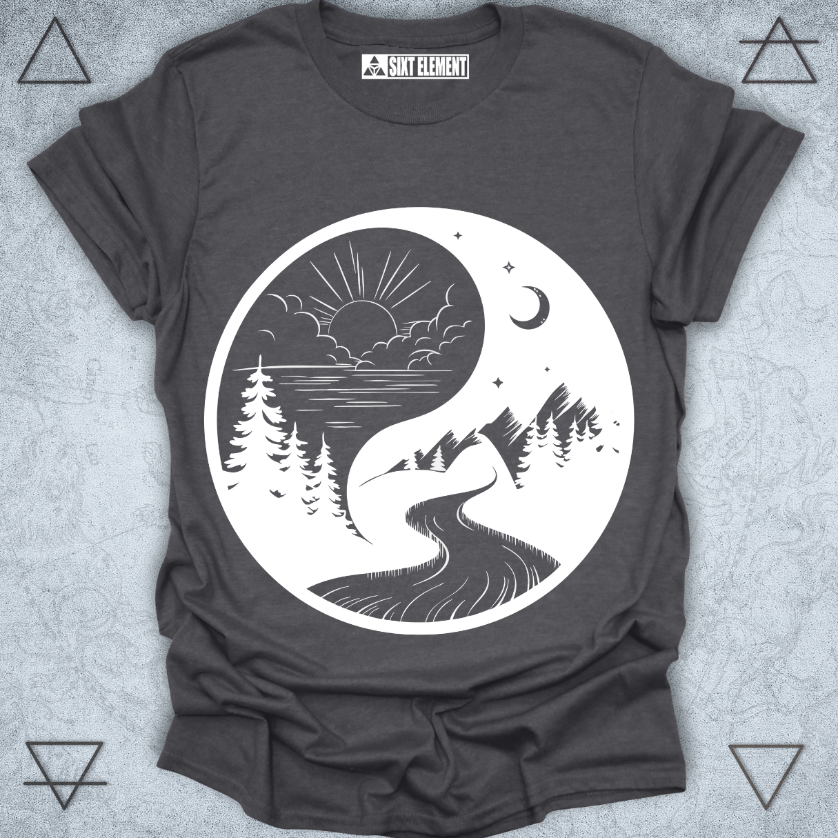Balanced Flow Premium T-Shirt – Yin Yang Nature Path Design