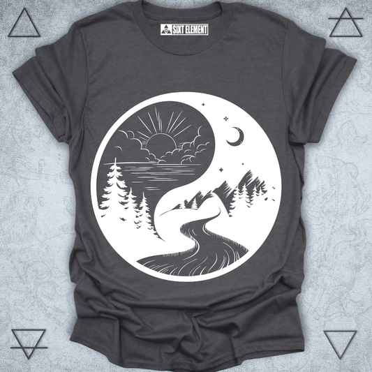 Balanced Flow Premium T-Shirt – Yin Yang Nature Path Design